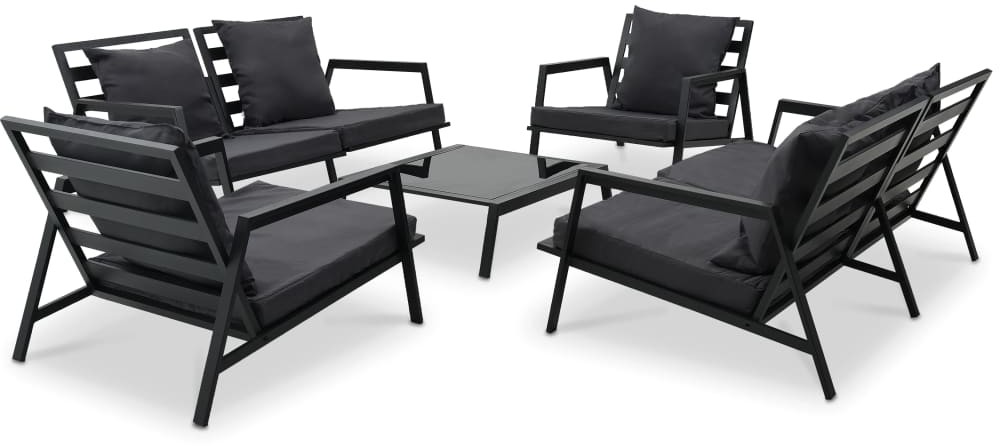 vidaXL 5-cz. zestaw mebli do ogrodu, poduszki, aluminium, ciemnoszary