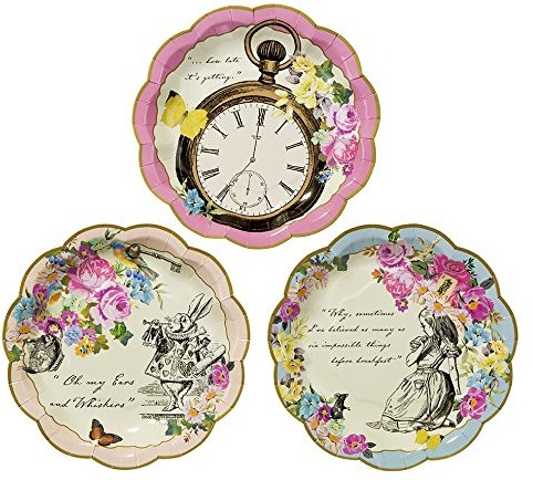 Talking Tables Talerz  Truly Alice Dainty impreza, sztuka 12-parent, wielokolorowy, 25  x  25  x  1 cm TSALICE-PLATE