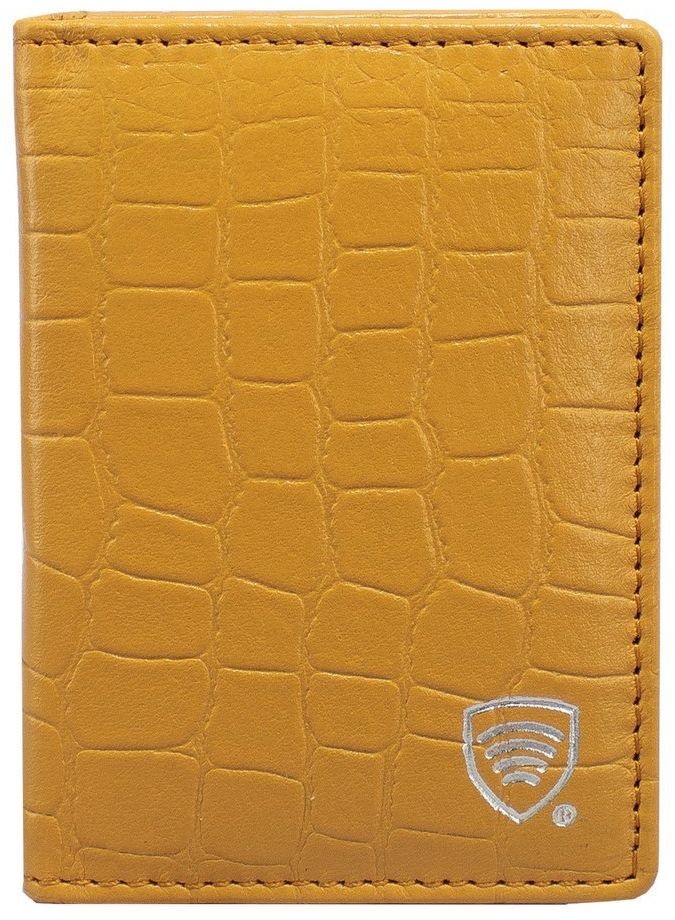 Koruma Mały skórzany portfel RFID KUK-77TCRYLW (Żółty, Croco) KUK-77TCRYLW