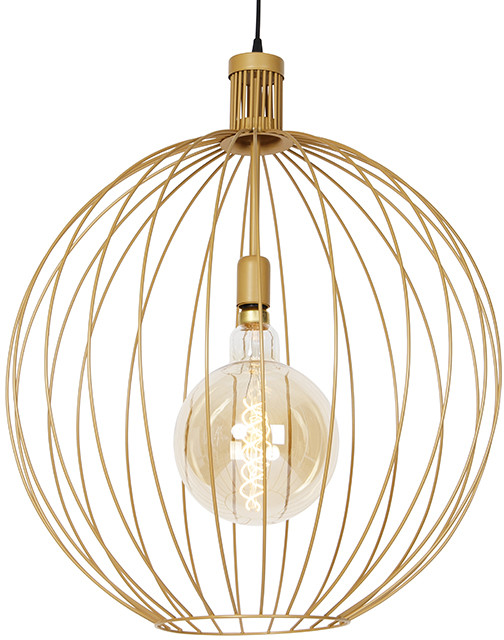 QAZQA Designerska lampa wisząca złota 60 cm - Wire Dos