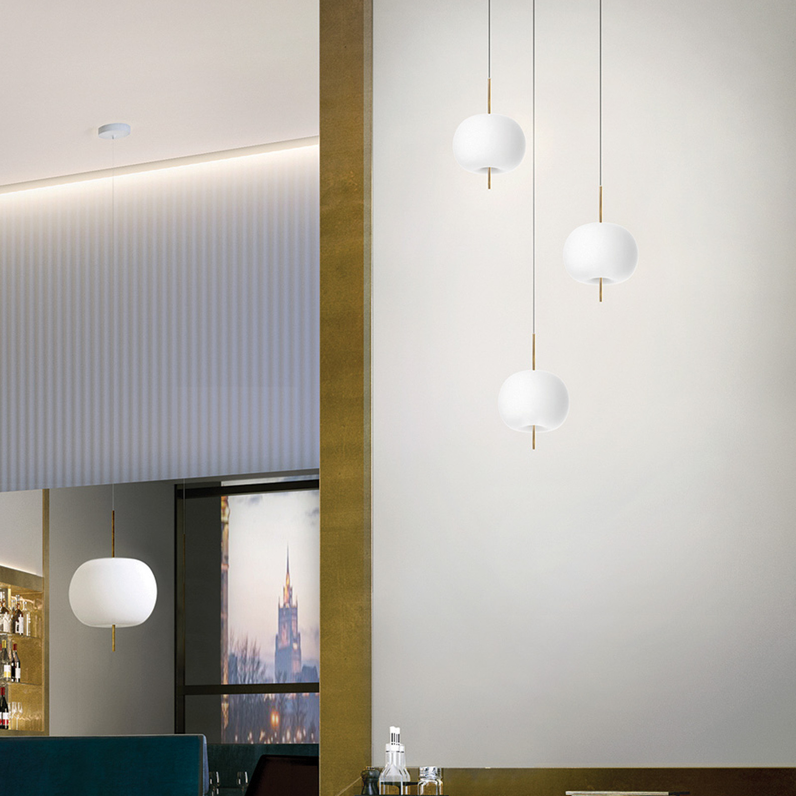 Kundalini Kushi lampa wisząca 33cm mosiądz/biała