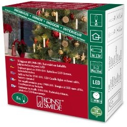 Konstsmide 1905  100 oświetlenie LED drzewo dodatkowy zestaw do świec 1900  100/5 małe białe/do użytku wewnątrz pomieszczeń (IP )/zasilana na baterie: 5 X AA 1.5 V (w zestawie)/5 ciepło białych diod 1905-100