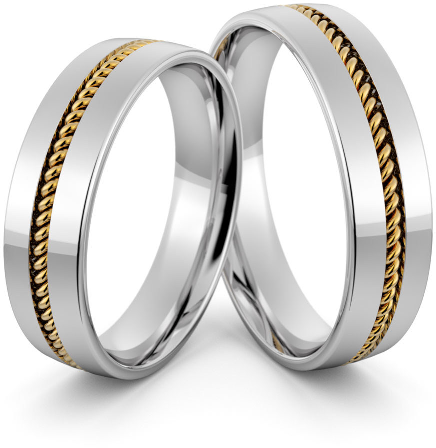 Eminence Obrączki srebrne z złotym warkoczem - wzór Ag-400 Ag-400