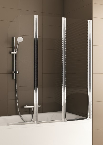 KFA KFA Modern 2 Parawan nawannowy trzyczęściowy 120x140 cm profile chrom szkło przejrzyste 170-06992P