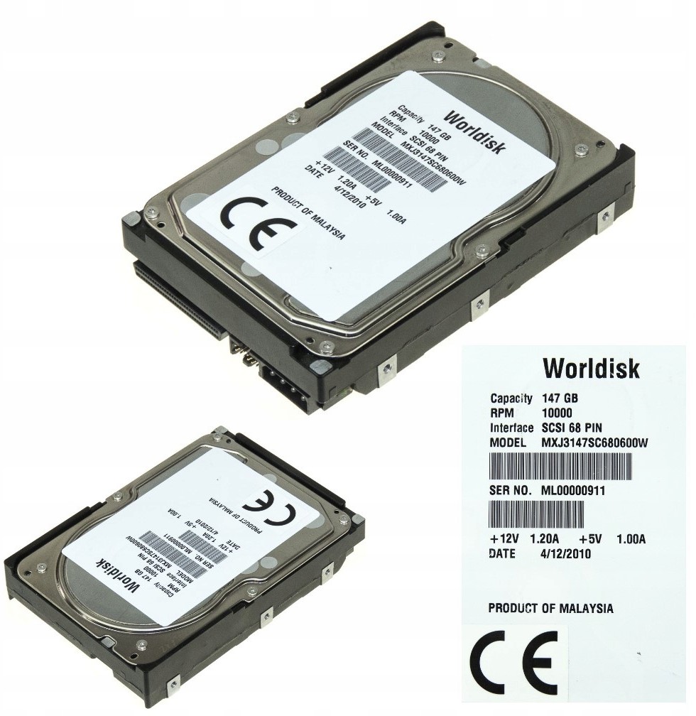 Worldisk MXJ3147SC680600W 147GB SCSI-68PIN 10K