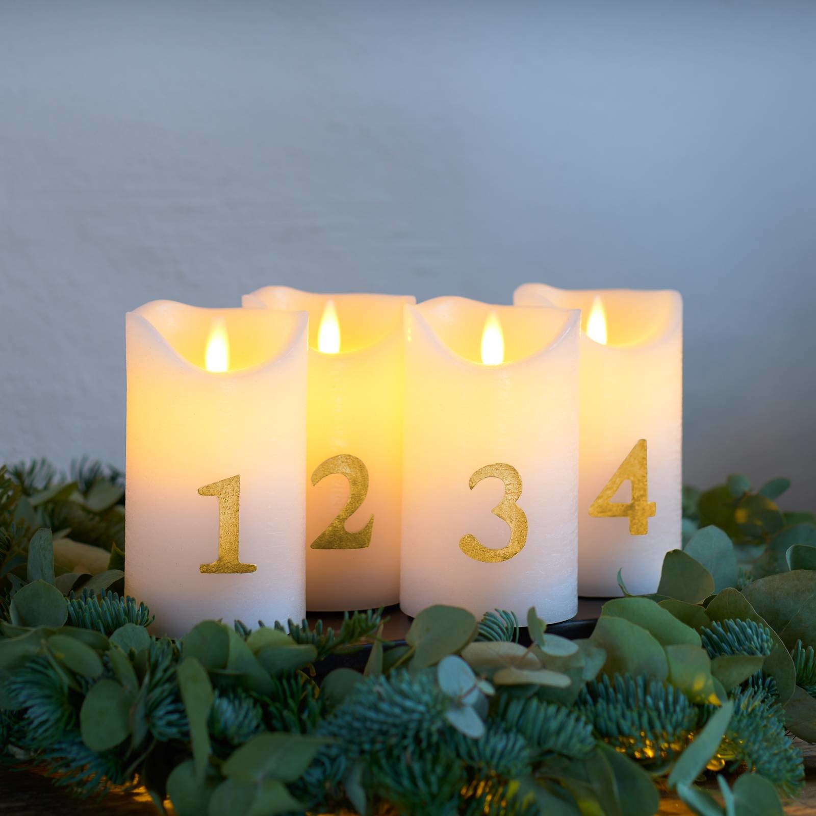 Sirius Świeca LED Sara Advent 4 szt. 12,5cm biała/złota