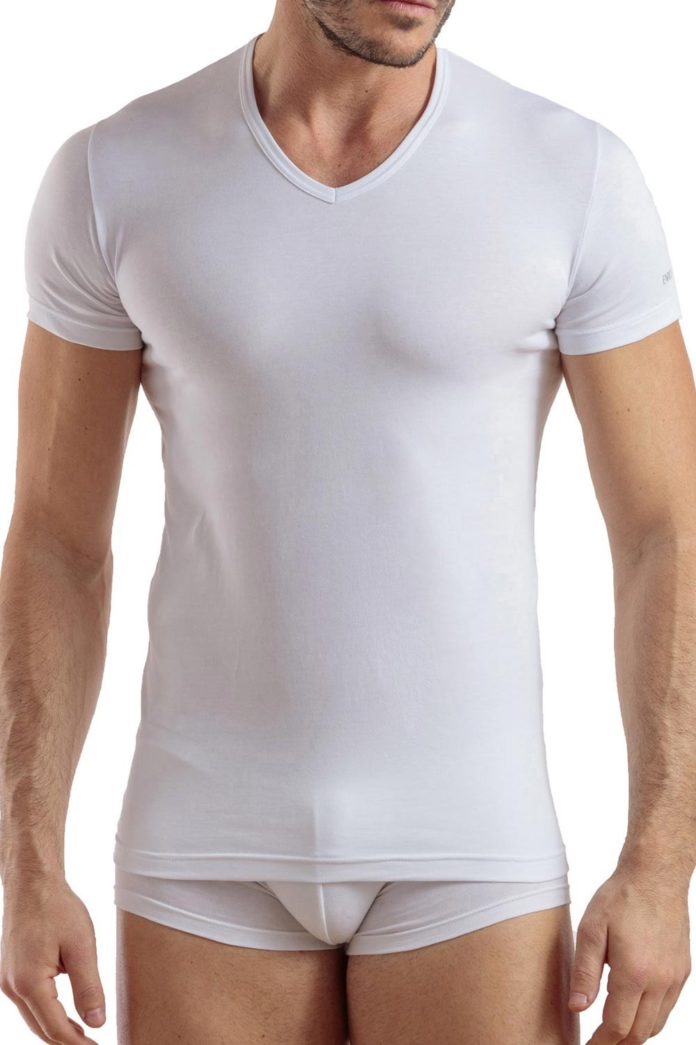 Enrico Coveri Męski T-shirt V Neck biały