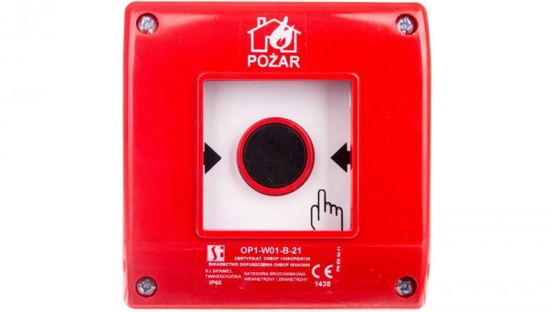 spamel Przycisk ppoż. natynkowy 2Z 1R czerwony OP1-W01-B21 OP1-W01-B21