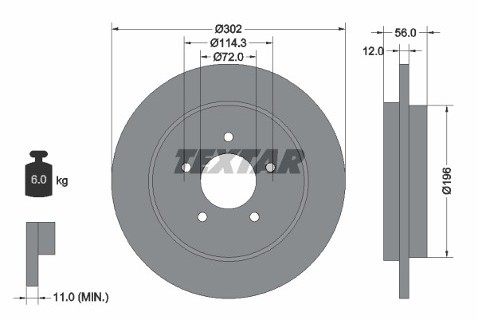 TEXTAR Tarcza hamulcowa 92197803