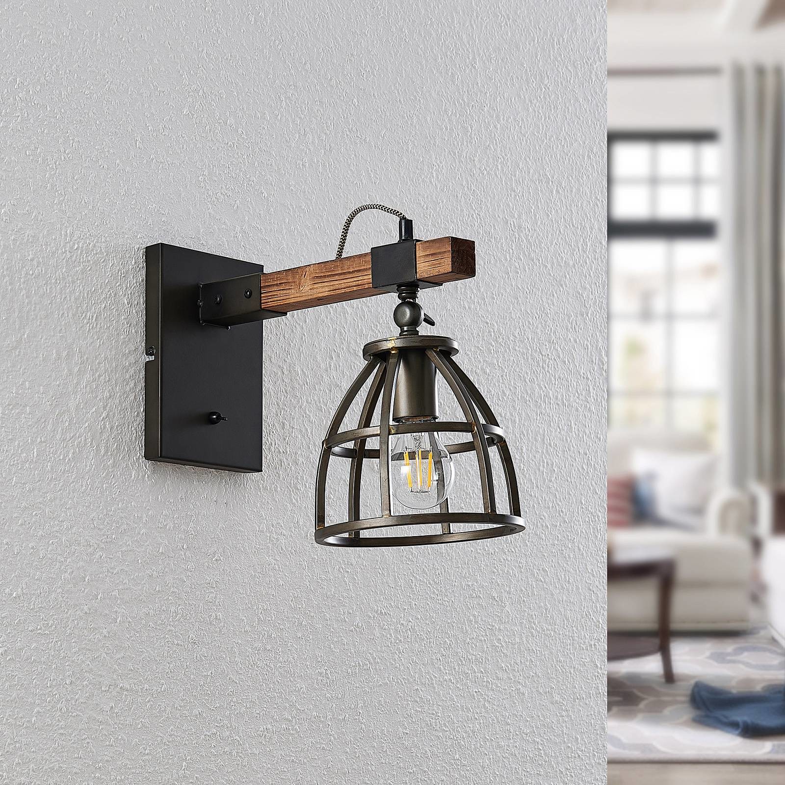 LINDBY Lindby Tanina lampa ścienna z klatkowym kloszem