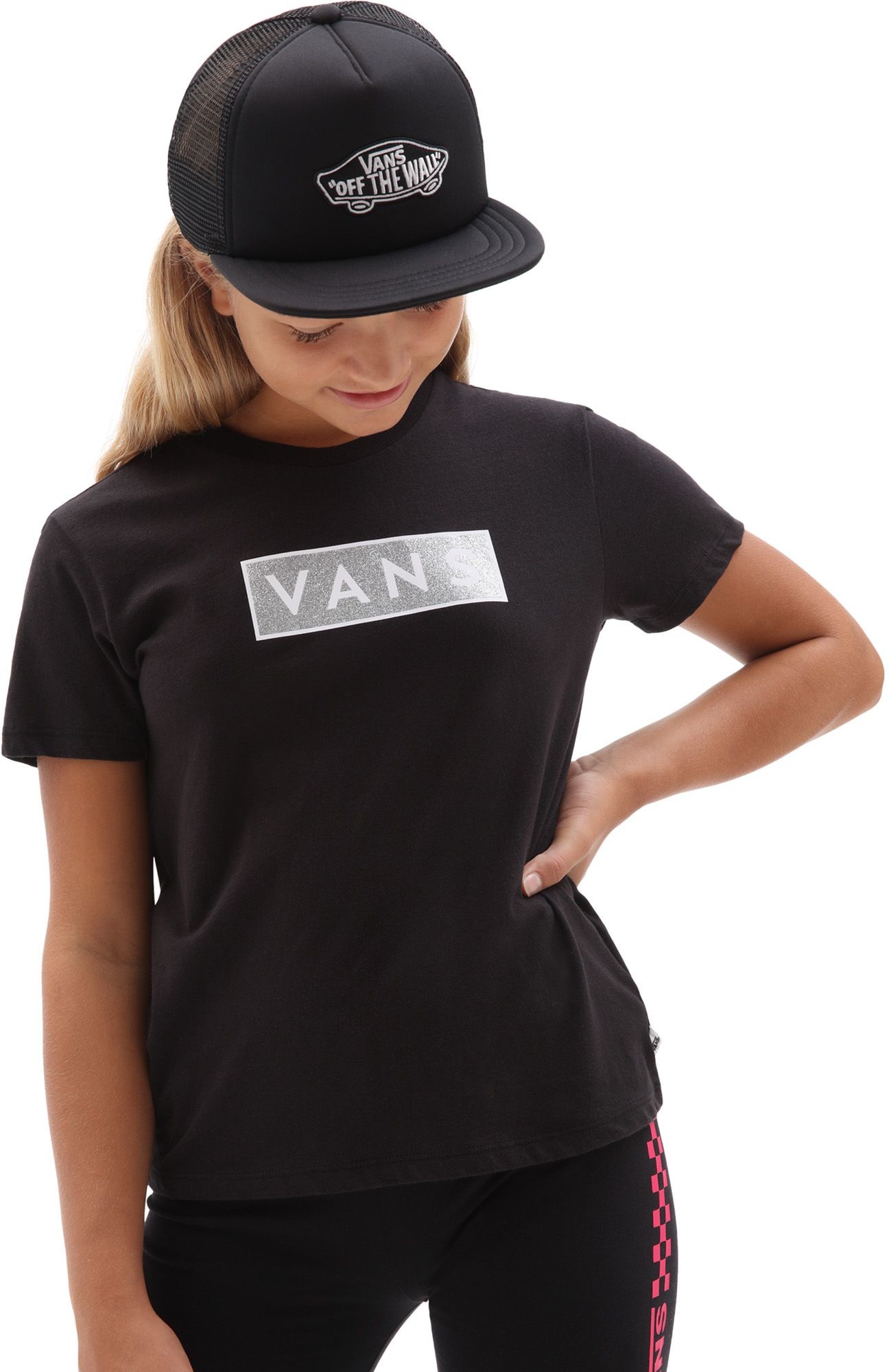 VANS t-shirt GIRLS EASY BOX GLITTER TEE Black