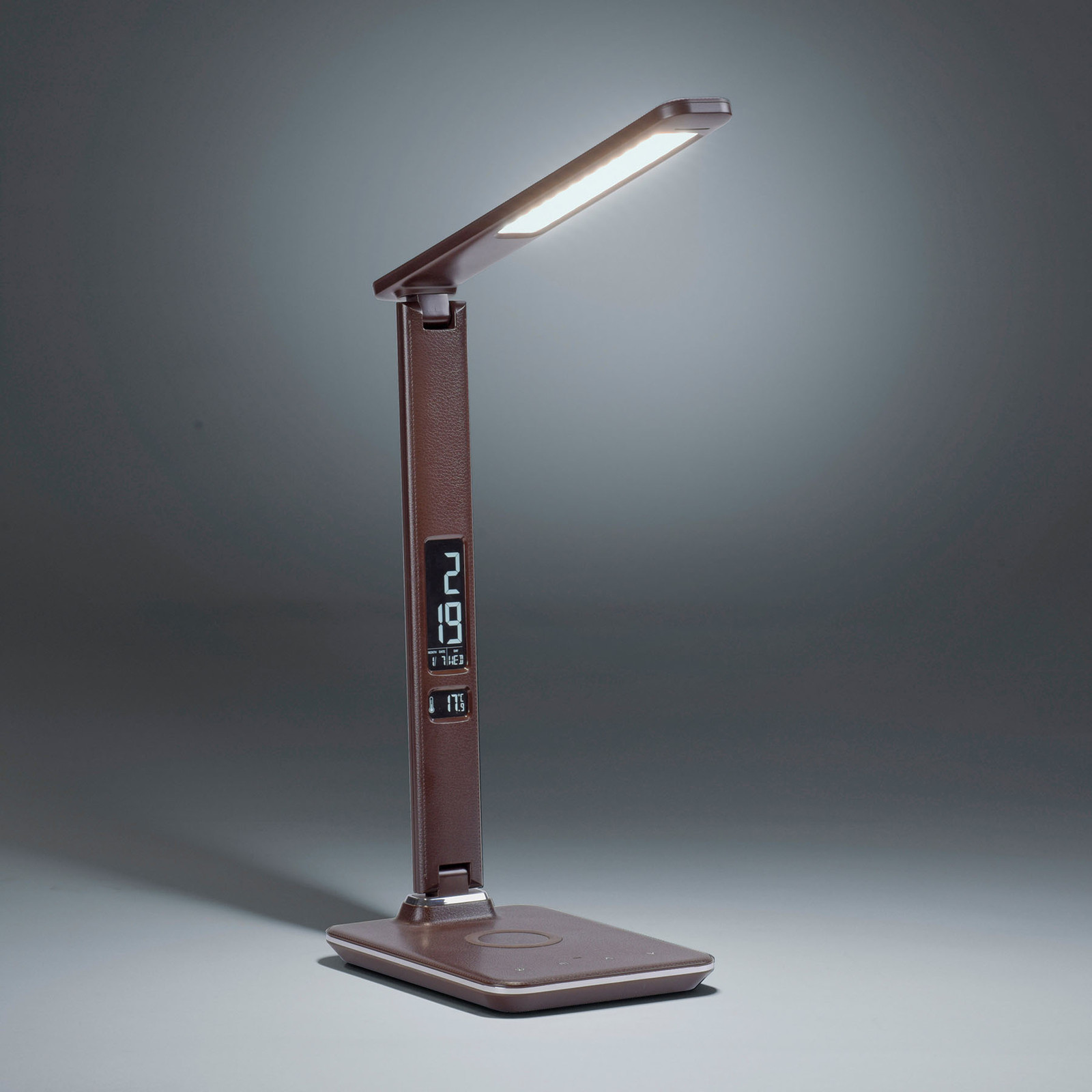 Paul Neuhaus Lampa stołowa LED Adriano, CCT, ściemniana brązowa