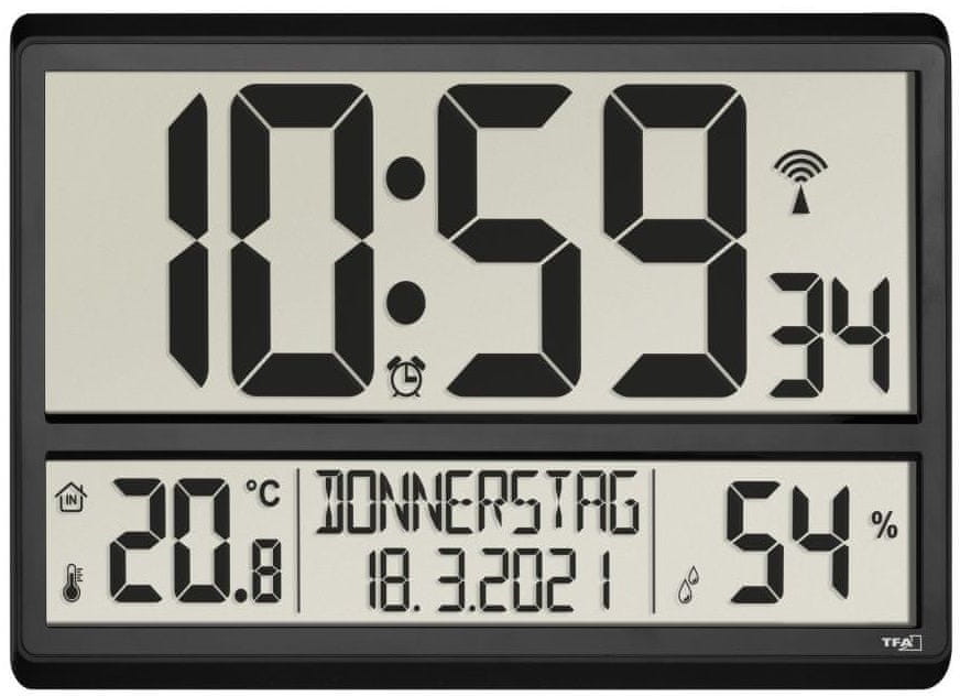 TFA Zegar ścienny z wewnętrzną temperaturą i wilgotnością 60.4520.01