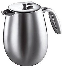 Bodum Columbia zaparzacz tłokowy do kawy, podwójne ścianki, stal nierdzewna, nadaje się do zmywarki, Shiny, 1,5L 1312-16