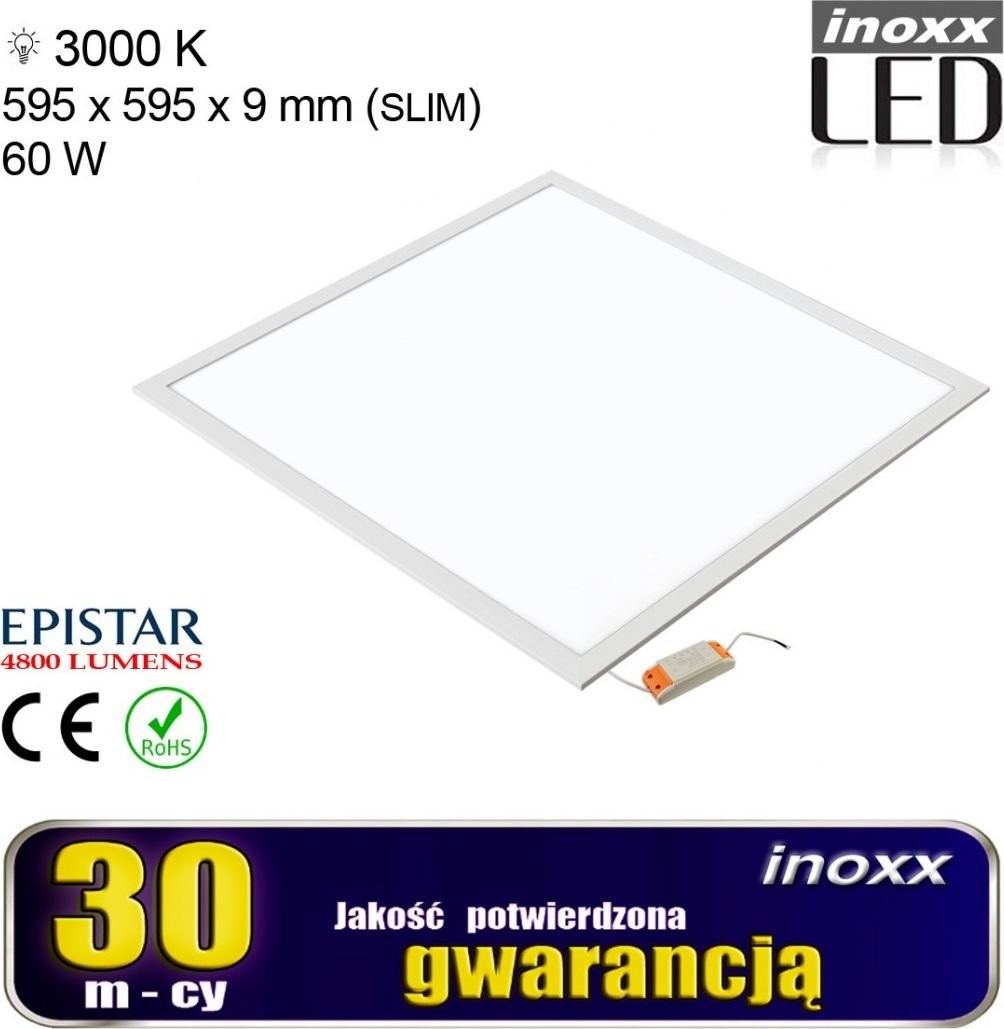 Nvox Lampa sufitowa Nvox Panel led 60x60 60w lampa sufitowa kaseton 3000k ciepły INOXX PAN60W60 3000K FS