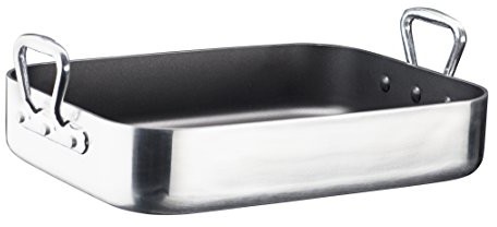 GSW 860949 Gastro tradycyjny alutherm Gastro tradycyjny alutherm naczynie do pieczenia z wysokim stojące zakończeniami uchwytami 35 x 27 cm/około 6,5 litra, aluminium, srebrna/czarna, 40 x 27,5 x 13,3 860949