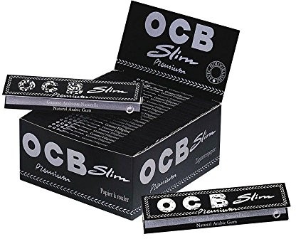 OCB 16972 Premium Slim  50 clasp Chen A 32 arkuszy papieru  długa czarna papieros papier, papier, czarna, 12 x 12 x 6 cm 16972