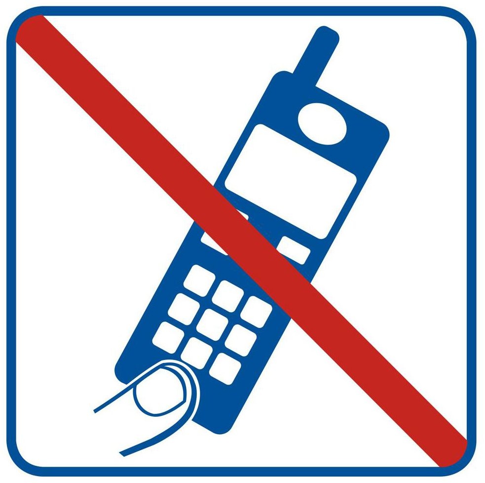 Znak informacyjny ZAKAZ UŻYWANIA TELEFONÓW KOMÓRKOWYCH