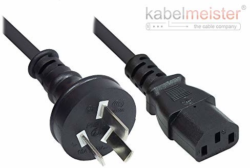 Kabelmeister kabel sieciowy - 1,8 m - chińska wtyczka sieciowa typ I (prosta) do C13 (prosta) - do notebooka - certyfikat CCC - 0,75 mm2 - czarny