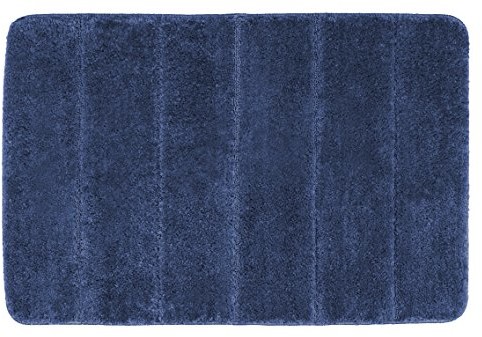 Wenko WENKO dywanik łazienkowy Steps Marine Blue mata łazienkowa, antypoślizgowa, wyjątkowo miękka i gęstości wysokiej jakości, poliester, niebieski, 90 x 60 x 0.1 cm 23119100