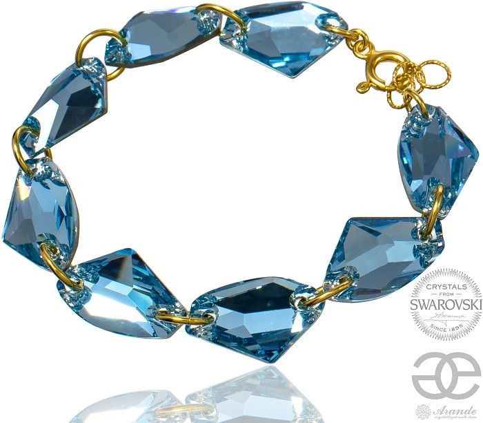 Swarovski Arande Elegancka Bransoletka AQUA GALACTIC GOLD ZŁOTE SREBRO 700363
