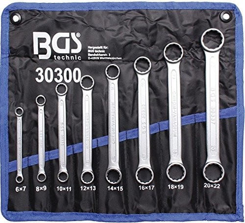 BGS podwójny klucz oczkowy komplet, bardzo płaski, 6  22 MM, 8-częściowy, 1 sztuki, 30300