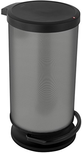 Rotho kosz na śmieci Paso okrągły, bezwonny kosz na odpady z tworzywa sztucznego o wyglądzie stali szlachetnej (PP), carbon metalik, 30 l ROTHO_1010110273