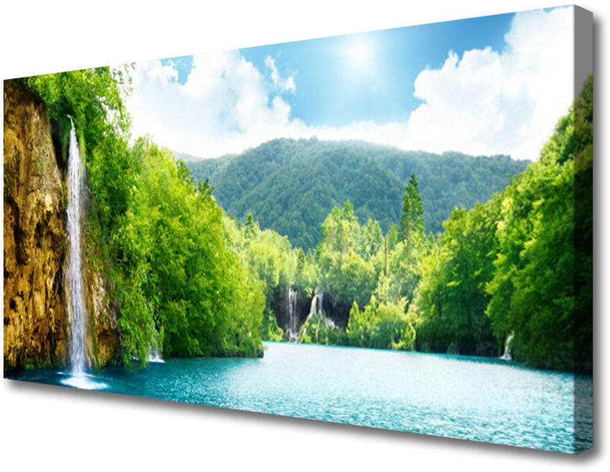 PL Tulup Obraz Canvas Góry Las Jezioro Natura 125x50cm