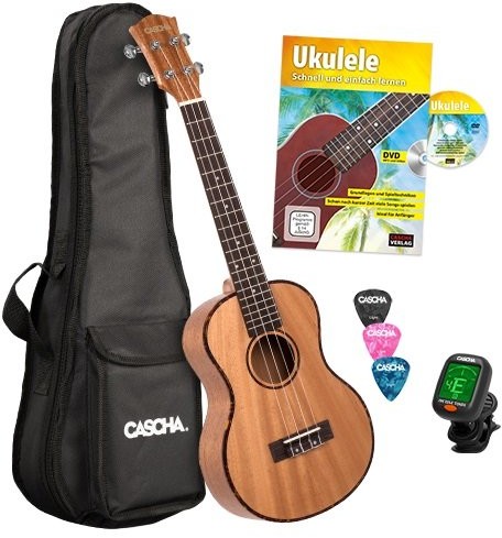 Cascha HH 2049 DE Premium Mahogany Tenor Ukulele Bundle