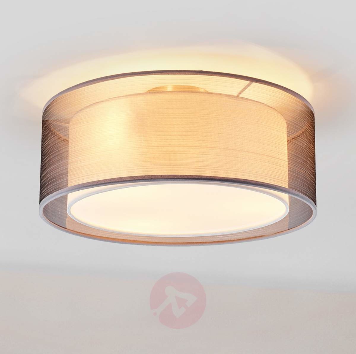 Lampenwelt Materiałowa lampa sufitowa Nica, szara