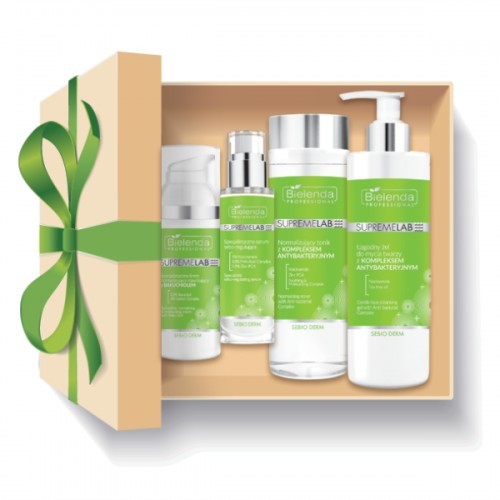 Bielenda Professional Professional Zestaw Supremelab Sebio Derm serum 30ml + krem 50ml + tonik 200ml + żel do mycia twarzy 200g