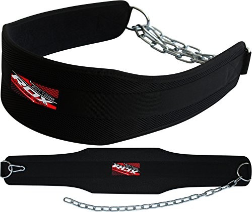 RDX neopren dipguertel z paskiem pasek łańcuch urządzenie do podciągania Training pasek Bodybuilding dipów podnoszenie ciężarów Fitness, czarny WBN-4DP