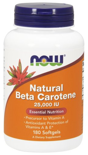 Now Foods Naturalny Beta Karoten (Witamina A) 25000 IU (180 kaps.)