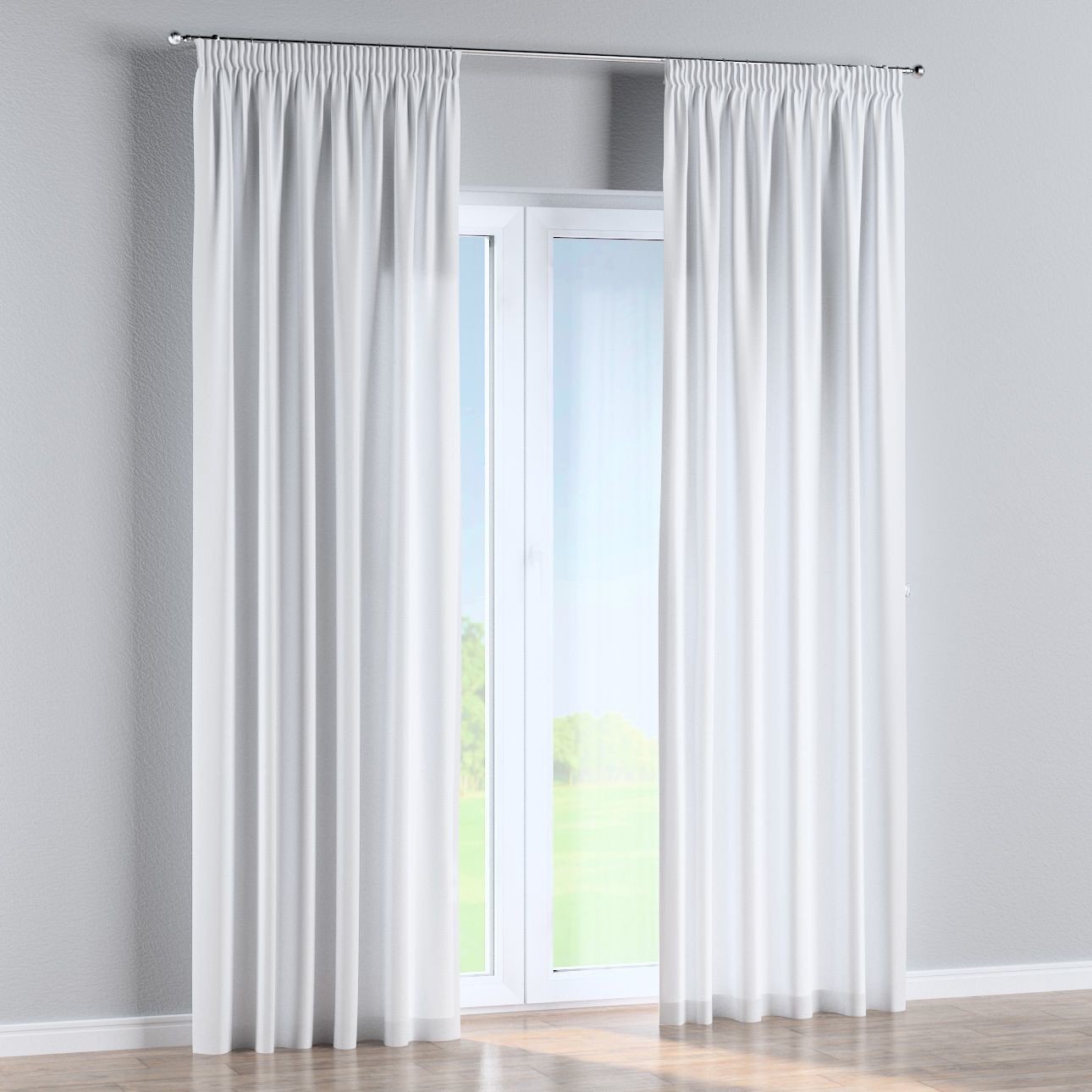 Dekoria Zasłona na taśmie marszczącej 1 szt. biały z połyskiem 1szt 130 × 260 cm Damasco 300-141-78
