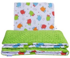 Kołderka Kołderka 75x100 cm + poduszka 30x40 cm Baranki + zielone minky 5903031425222