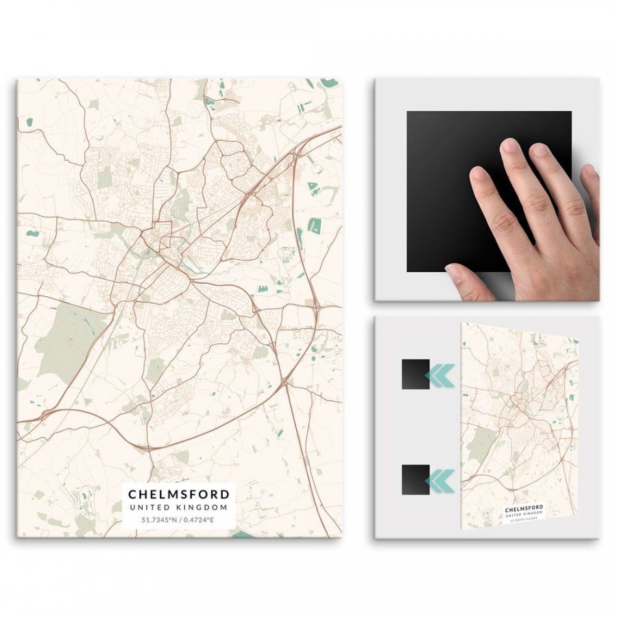 Pix4home Plakat metalowy Mapa Vintage Chelmsford M POS-M-04159