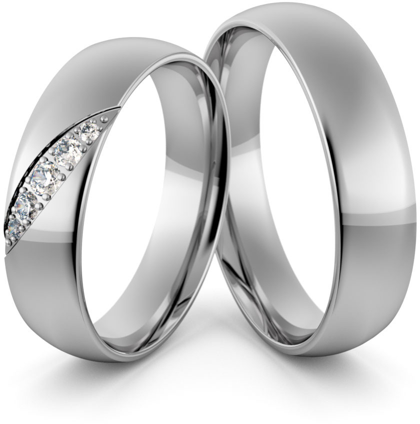 Eminence Obrączki ślubne palladowe 5 mm z brylantami - Pd-114 Pd-114
