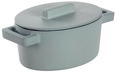 Sambonet 51638z13 Terra.Cotto Cast Iron owalna rondel z pokrywką, żeliwo, Grey, 13 x 10 x 7.2 cm 51638Z13_Grigio chiaro