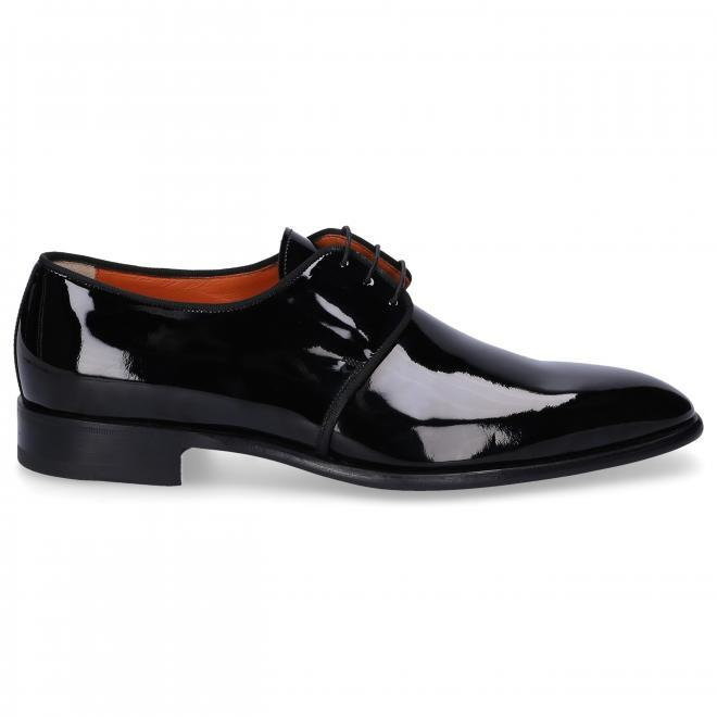 Santoni Buty biznesowe Derby 14667 skóra lakierowana czarny