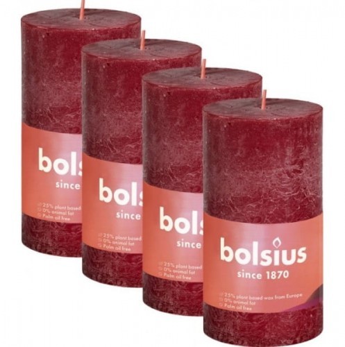 Bolsius Rustic Shine Świeca pieńkowa 100/50 aksamitna czerwień