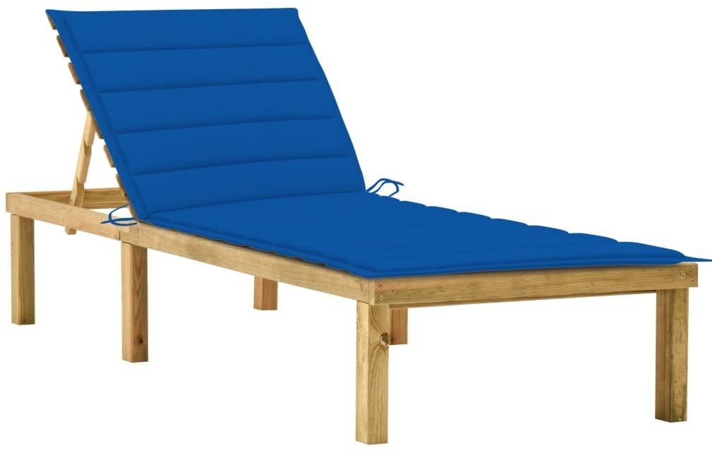 vidaXL Leżak z kobaltową poduszką, impregnowane drewno sosnowe! 3065859