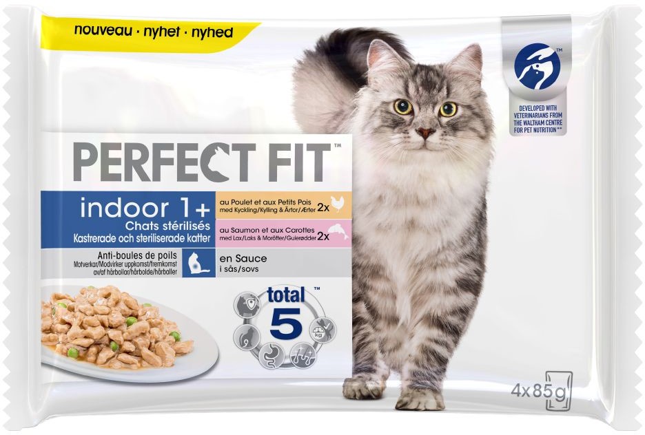 Perfect Fit Sterilise Indoor Adult 1+ - Kurczak i łosoś, 52 x 85 g i zwrot GRATIS!