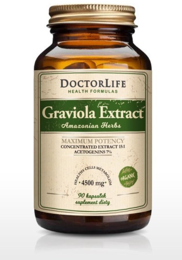 Doctor Life Doctor Life Graviola Extract wyciąg z grawioli 4500mg suplement diety 90 kapsułek