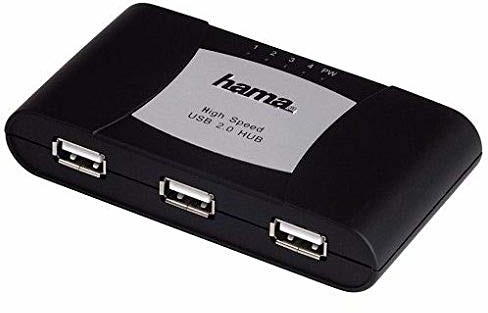 Hama USB 2.0 Hub 1: 4, czarna, z zasilaczem, Blister 00078492