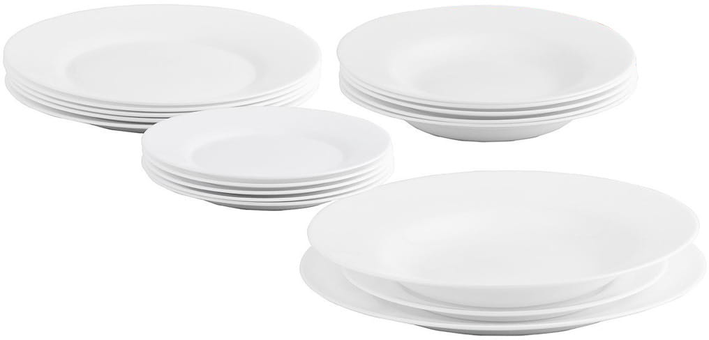 Bormioli Rocco Serwis obiadowy Bormioli Toledo 18 elementów biały talerze dla 6 osób 9K9929