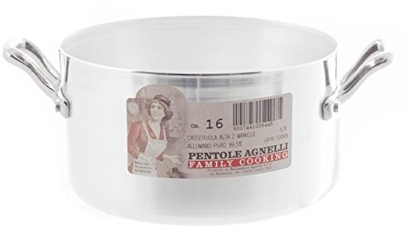 Pentole Agnelli pentole agnelli fama416 wysoka rondel z 2 uchwytami, aluminium, srebrny FAMA416