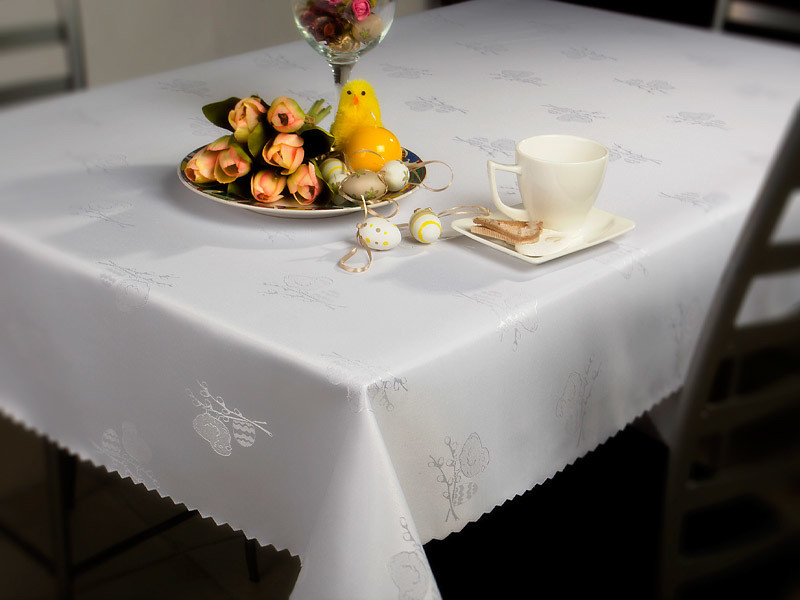 Euromat Obrus Plamoodporny Wielkanoc 1679 Biały Okrągły 00322/1679-WHITEEAST