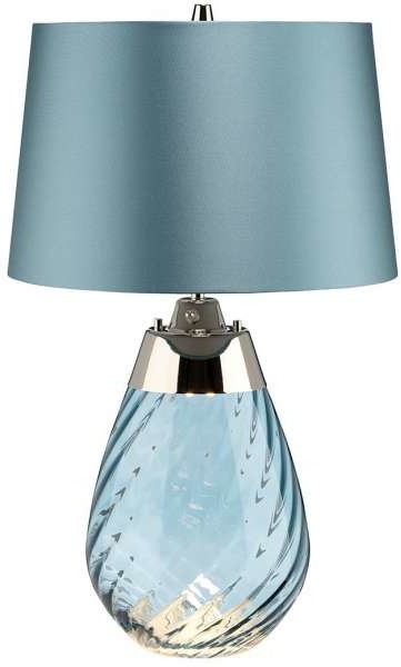 Elstead Abażurowa LAMPKA stojąca LENA-TL-S-BLUE okrągła LAMPA stołowa na biurko szklana niebieska LENA-TL-S-BLUE