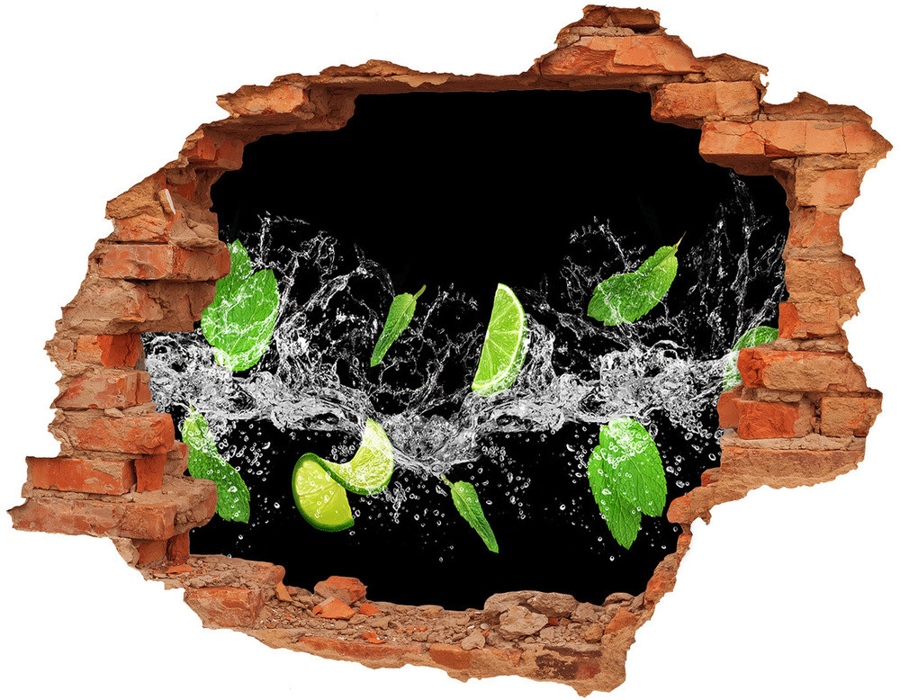 Wallmuralia.pl Naklejka 3D dziura na ścianę Limonka z miętą