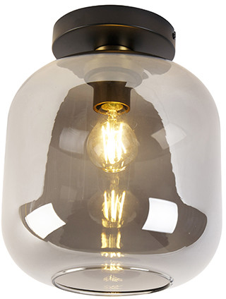 QAZQA Designerska lampa sufitowa czarna ze złotem z przydymionym szkłem - Zuzanna